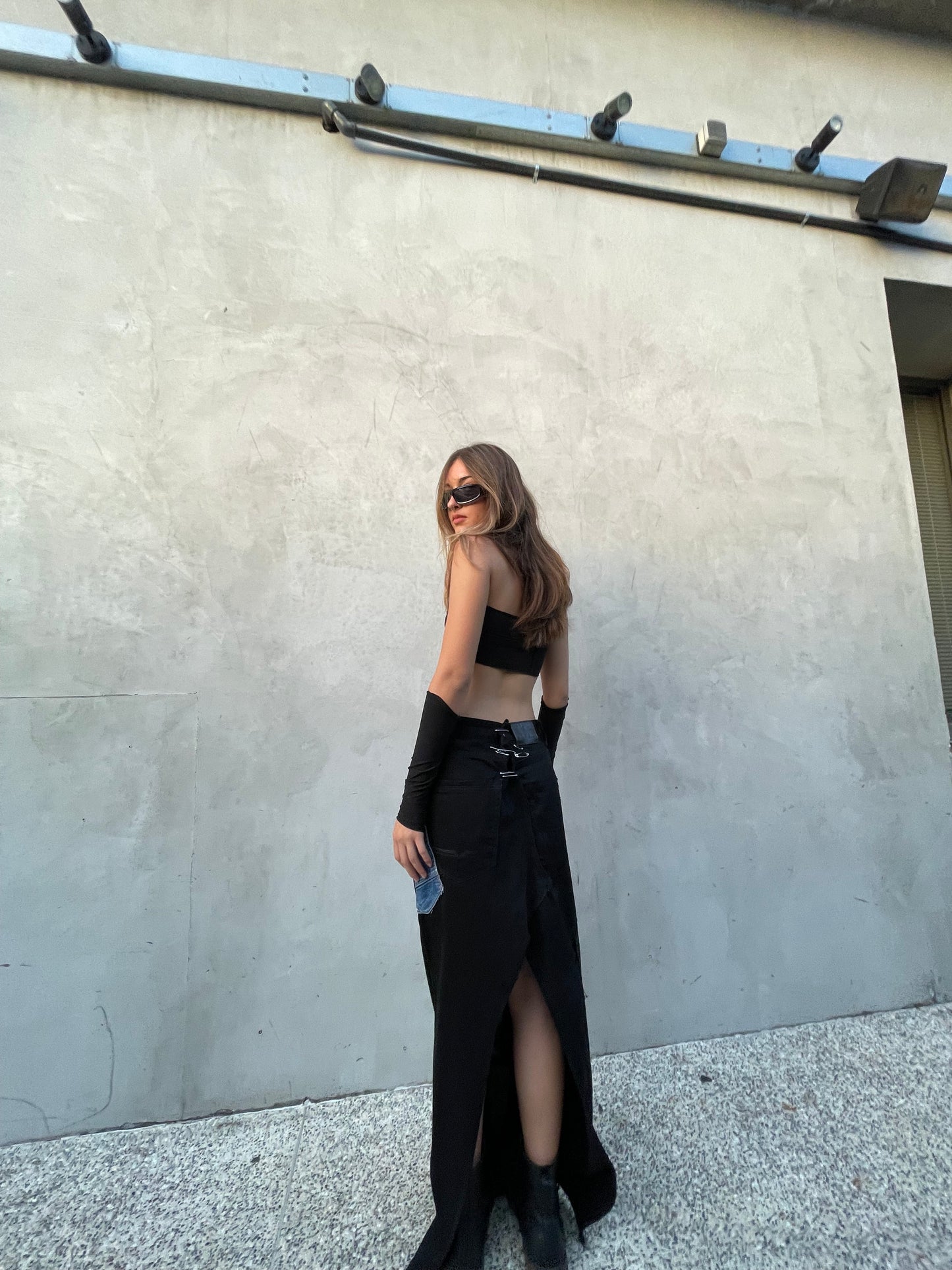 Patchwork Denim Maxi Skirt