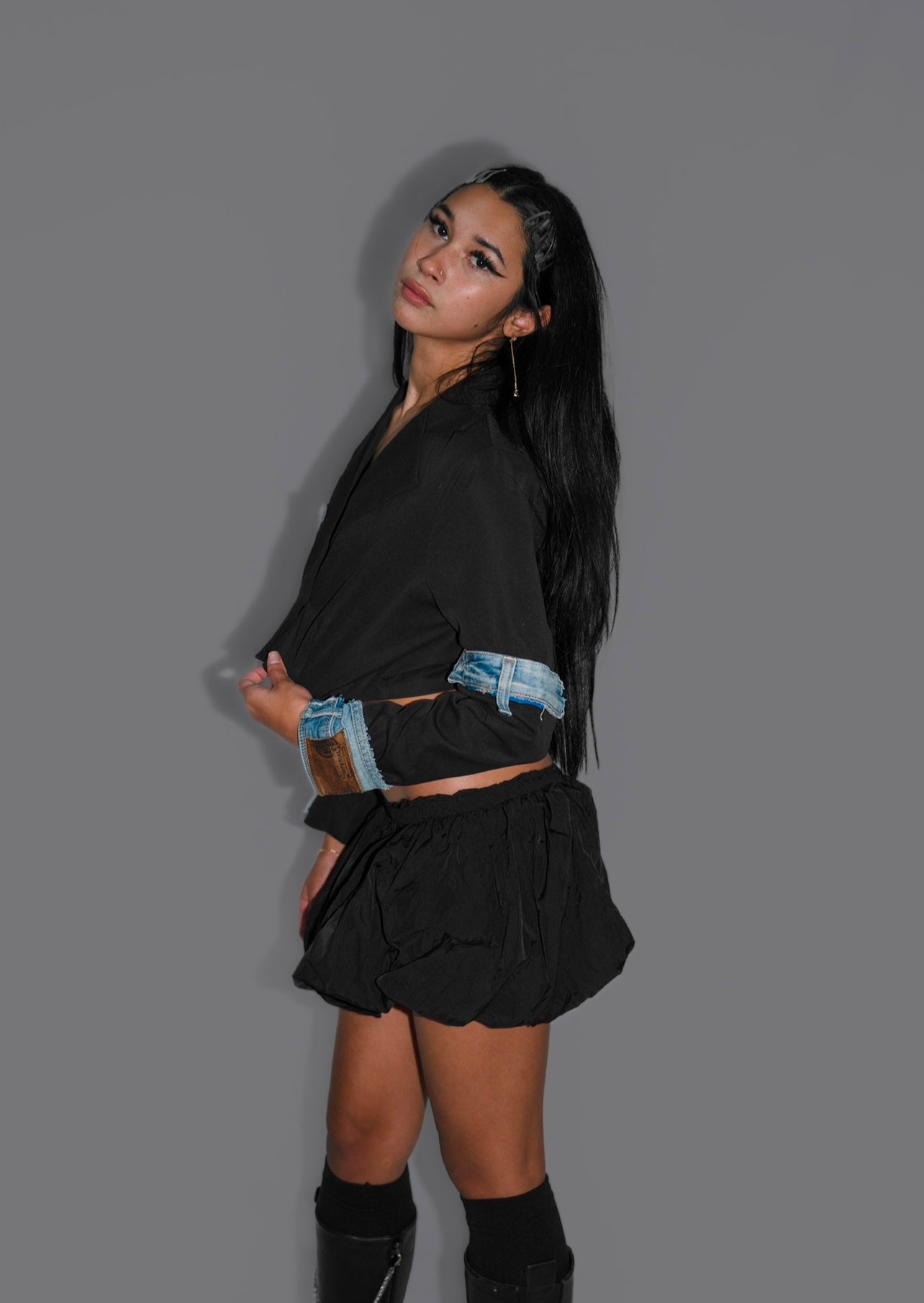 Crop Patchwork Blazer