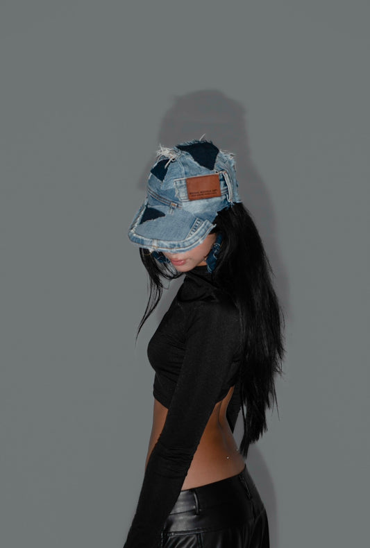 Patchwork denim hat