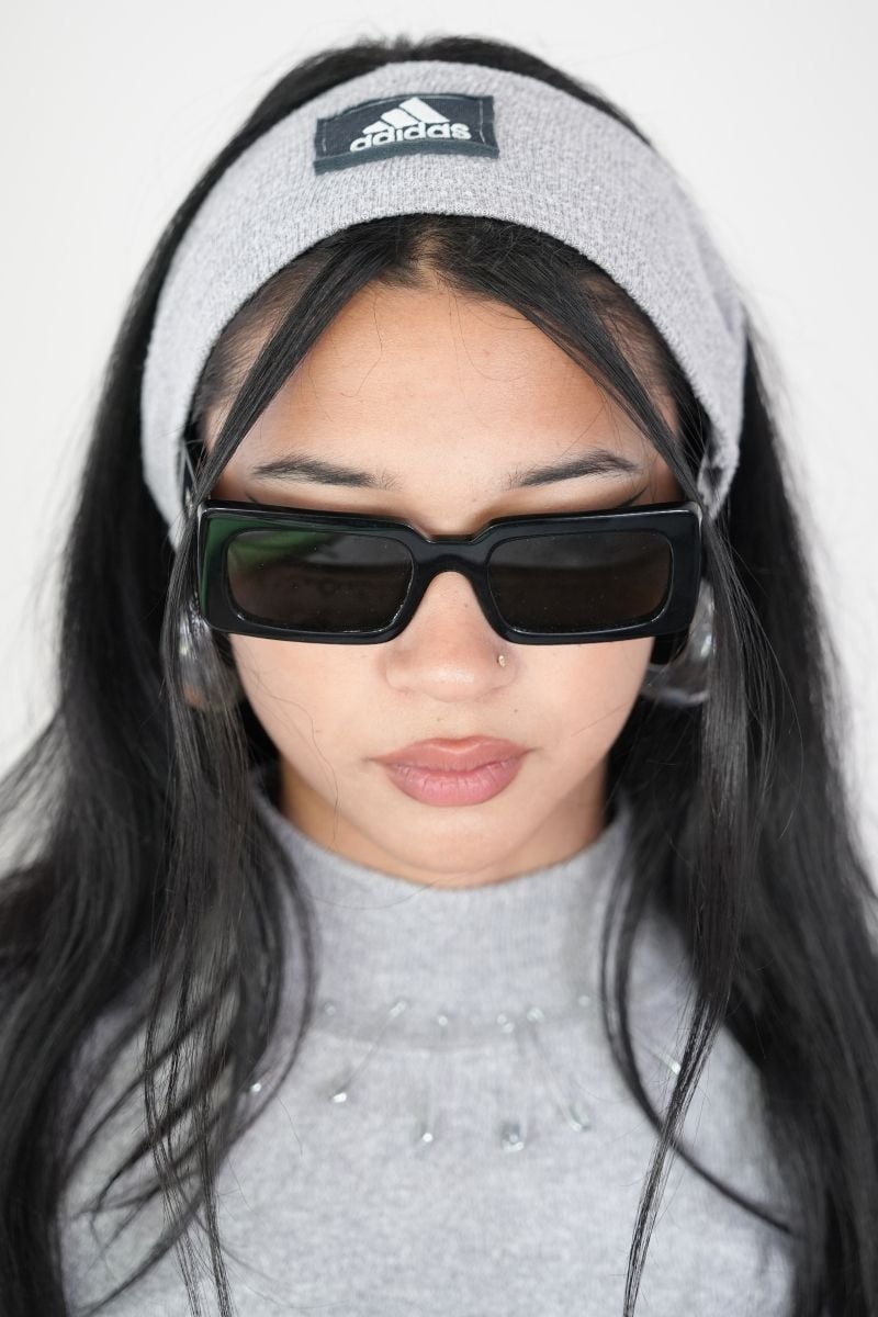 Grey Top w/adidas headband