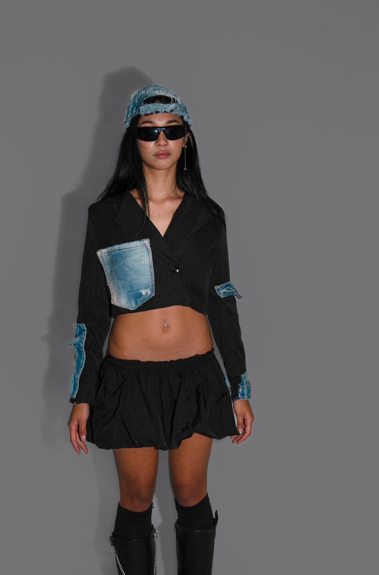 Crop Patchwork Blazer