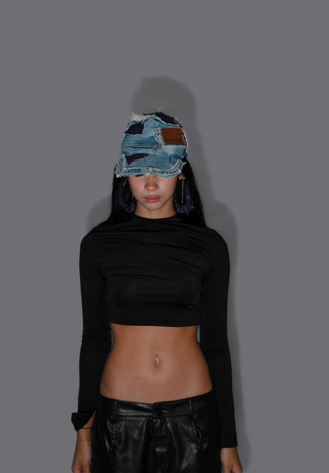 Patchwork denim hat