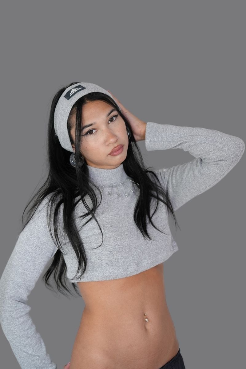 Grey Top w/adidas headband