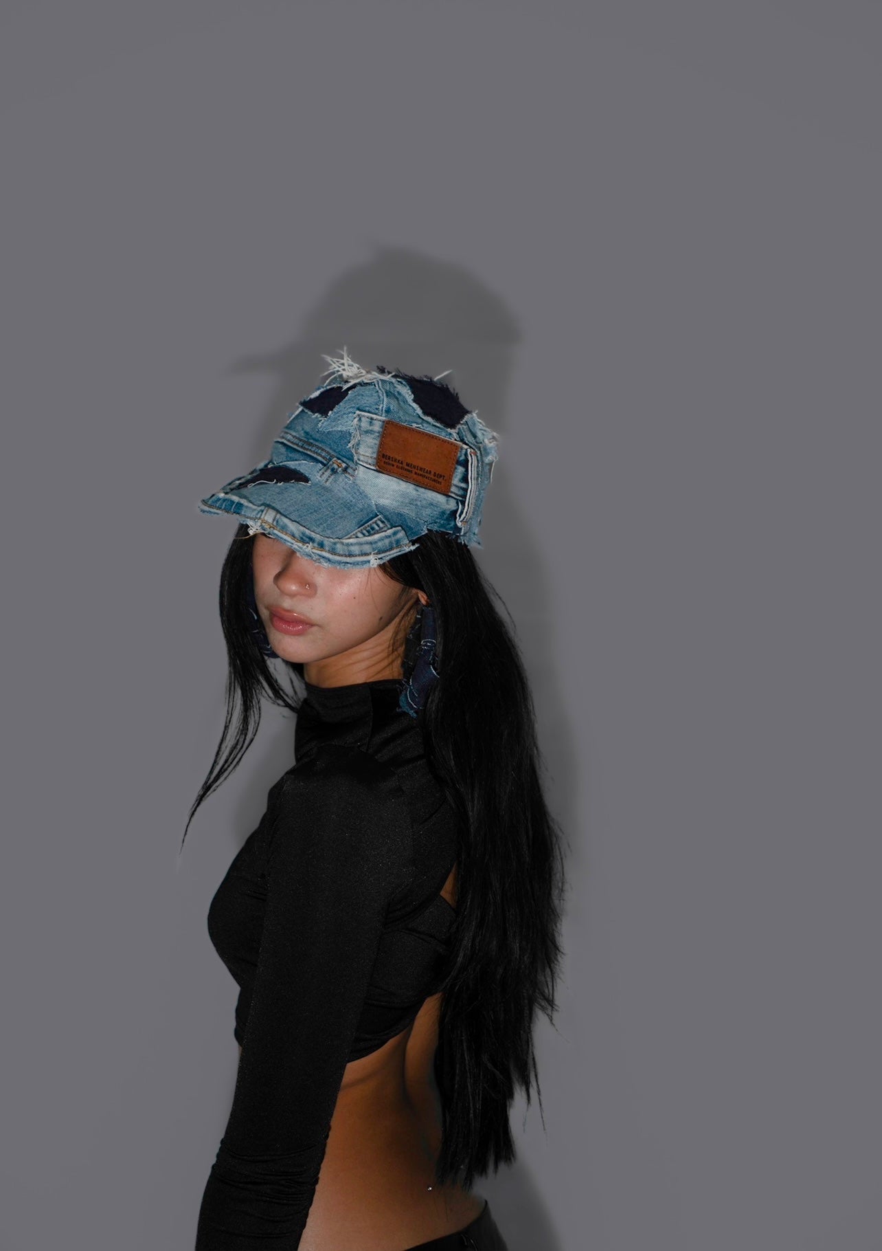 Patchwork denim hat