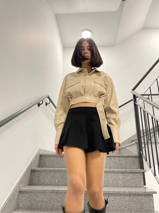 Beige Leather Jacket